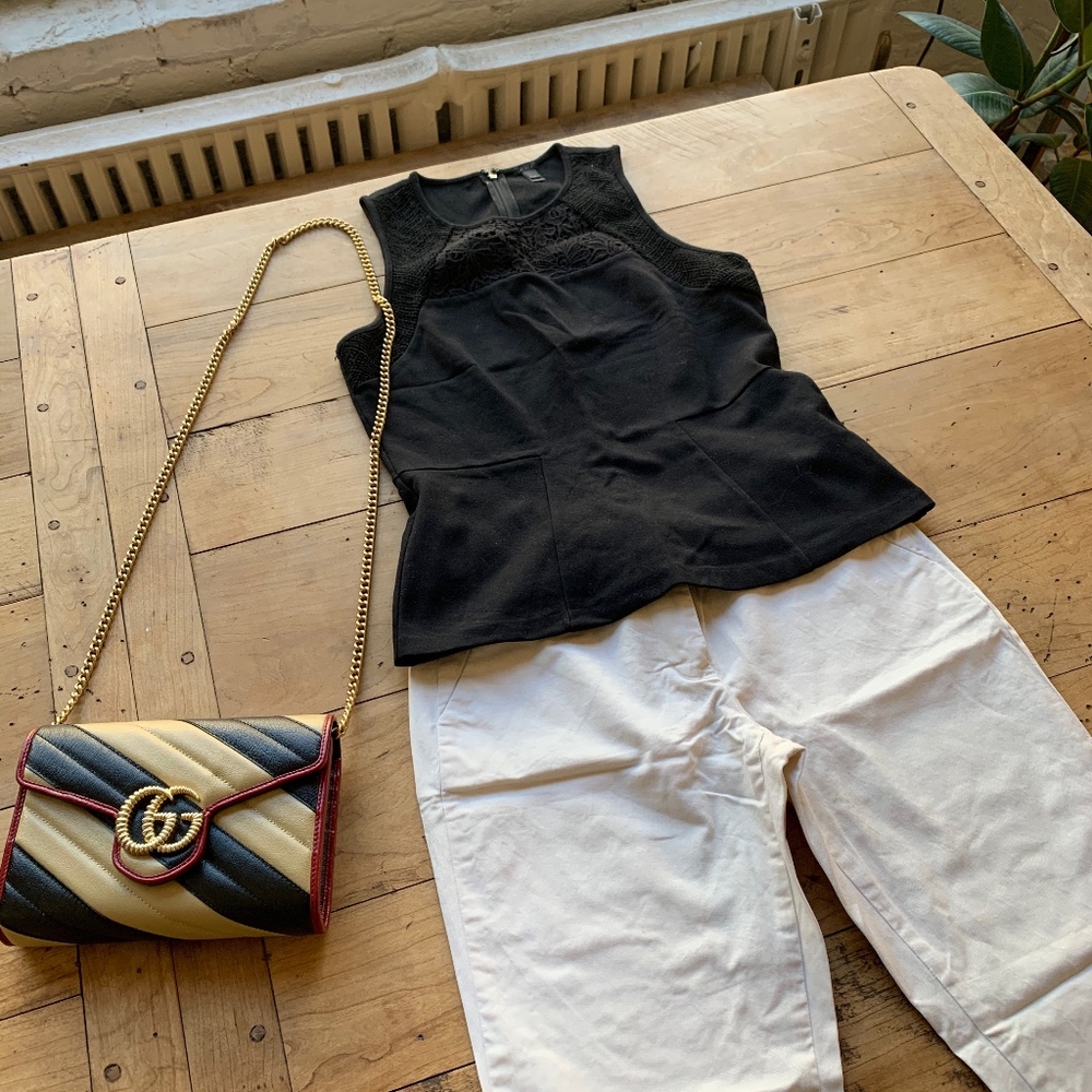 J.Crew Peplum Black Sleeveless Top XS